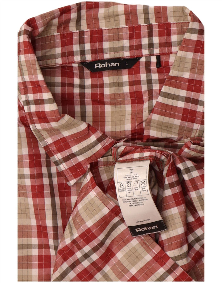 Camisa masculina ROHAN grande poliéster xadrez vermelho