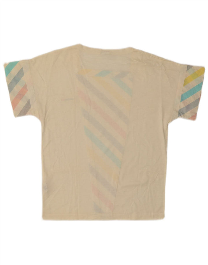 Camiseta feminina Ellesse UK 12 algodão listrado branco médio