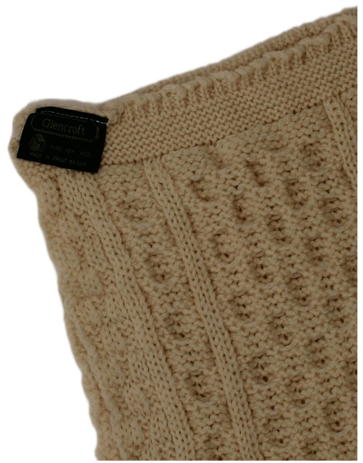 Cachecol feminino Glencroft de malha retangular, tamanho único, branco, lã nova, inverno