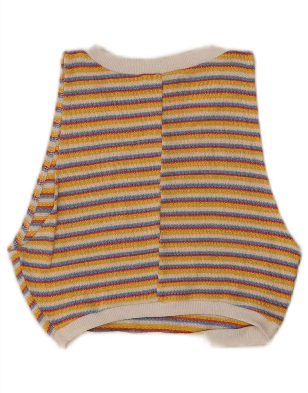 Top feminino de malha ZARA Reino Unido 8 listrado amarelo pequeno