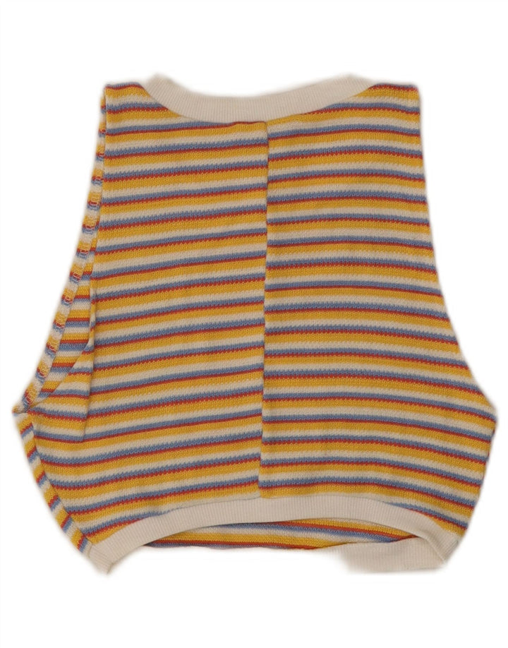 Top feminino de malha ZARA Reino Unido 8 listrado amarelo pequeno