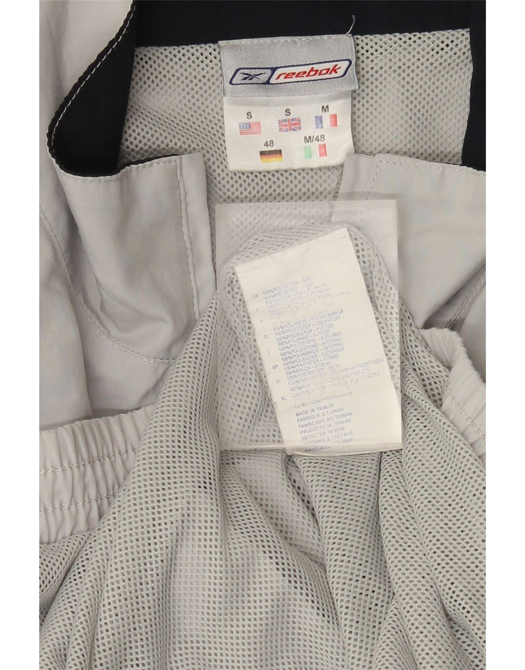 Reebok Mens Loose Fit Tracksuit Top Jaqueta Pequena Cinza Colorblock Poliéster