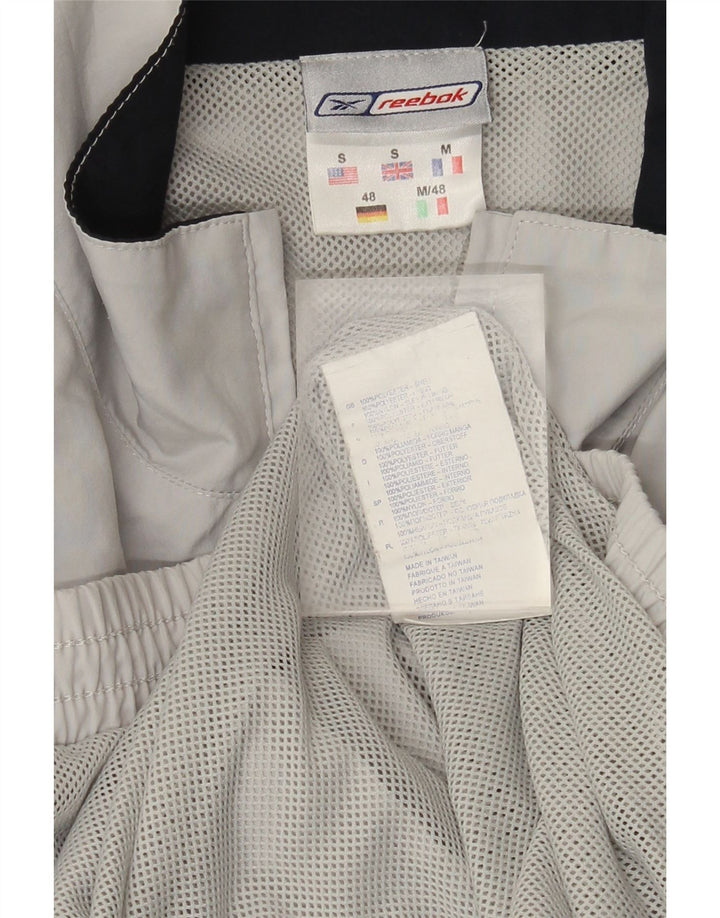 Reebok Mens Loose Fit Tracksuit Top Jaqueta Pequena Cinza Colorblock Poliéster