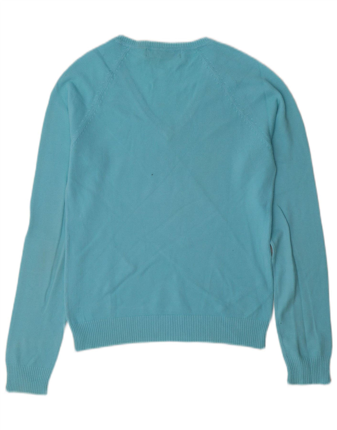 Suéter feminino Zara com decote em V Reino Unido 12 algodão azul médio