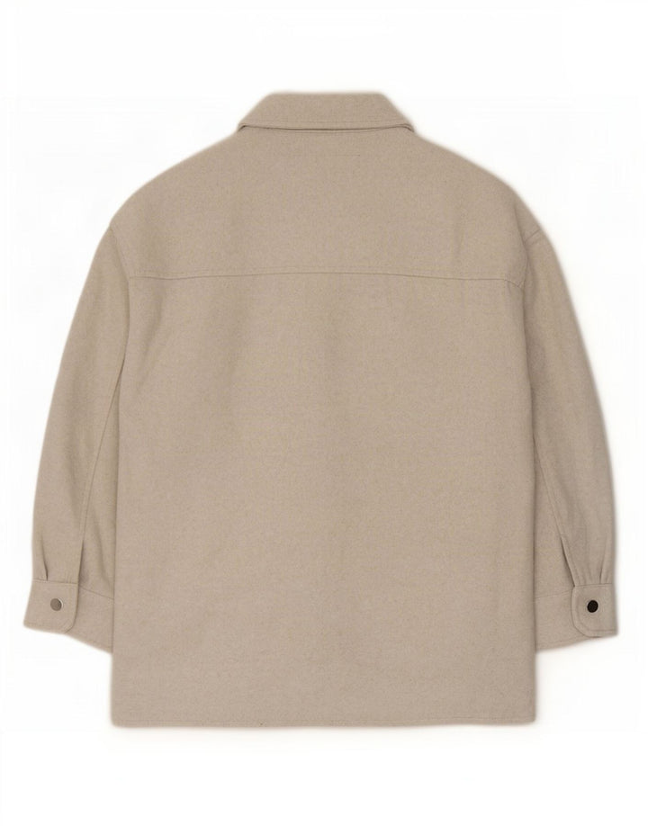 Zara Camiseta feminina de flanela Reino Unido 8 XS Poliéster bege