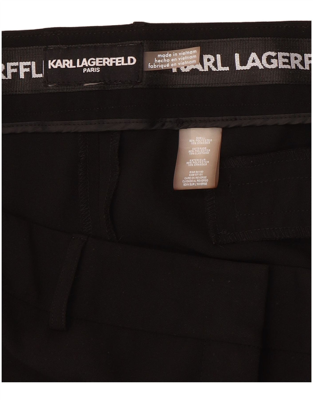 Calça feminina reta casual KARL LAGERFELD W36 L28 poliéster preto