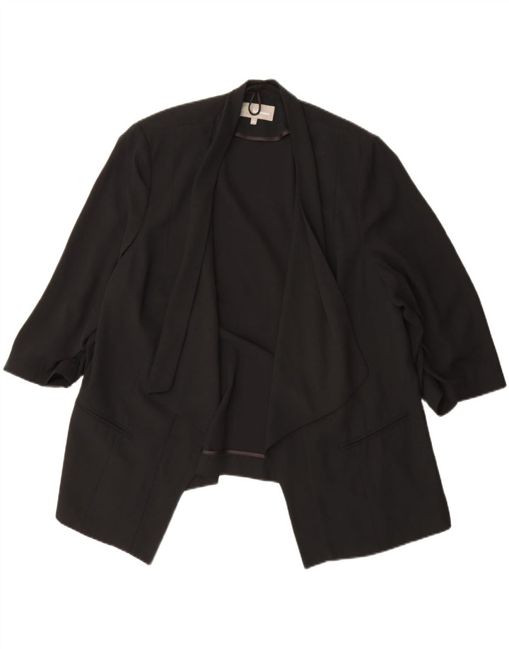 Jaqueta blazer feminina Marks & Spencer manga 3/4 aberta Reino Unido 20 2XL preta