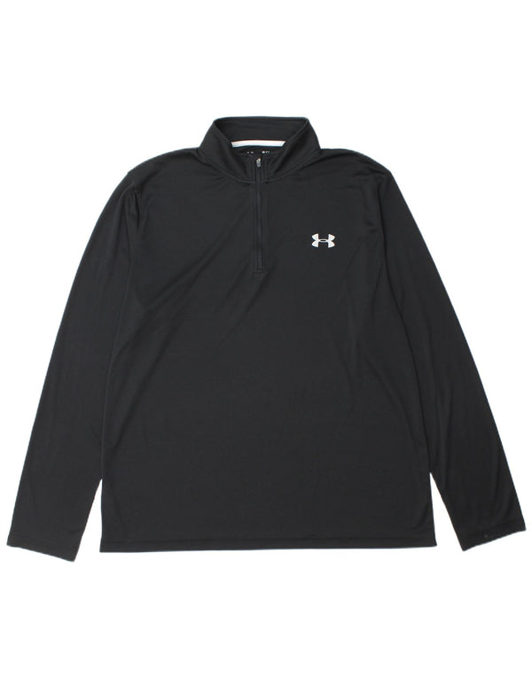 Under Armour Masculino Heat Gear Zip Neck Pulôver Treino Top XL Preto