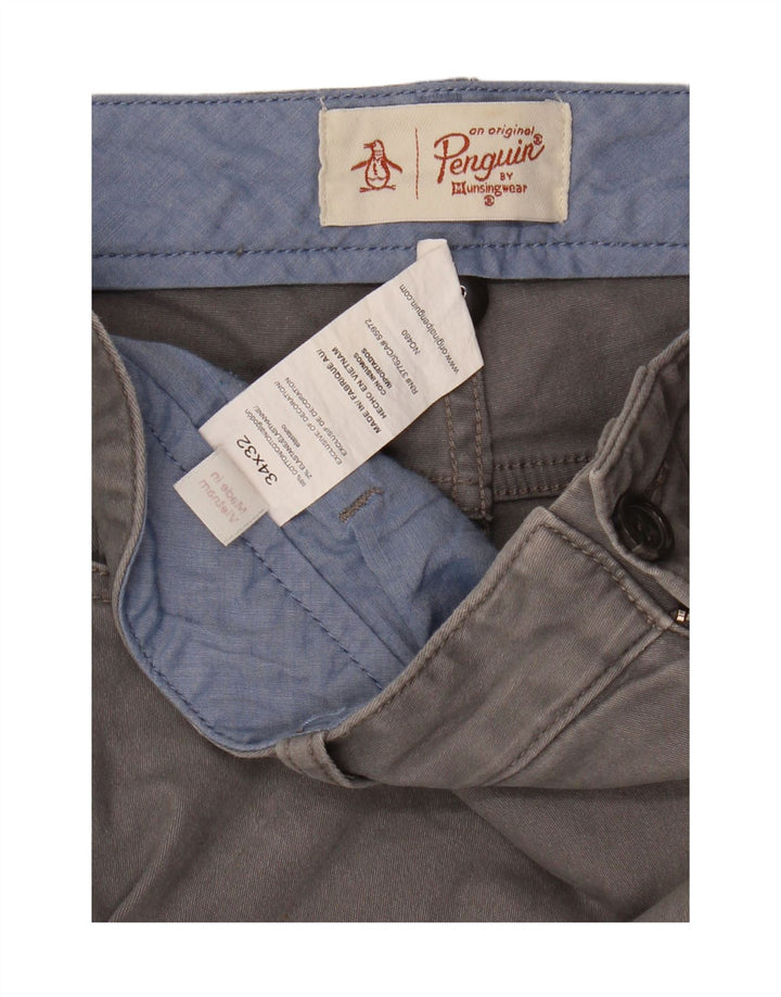 Calça casual masculina slim PENGUIN W34 L32 algodão cinza