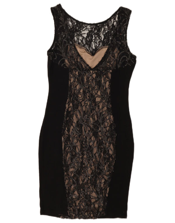 Vestido bodycon feminino sem mangas de renda Warehouse Reino Unido 10 pequeno floral preto