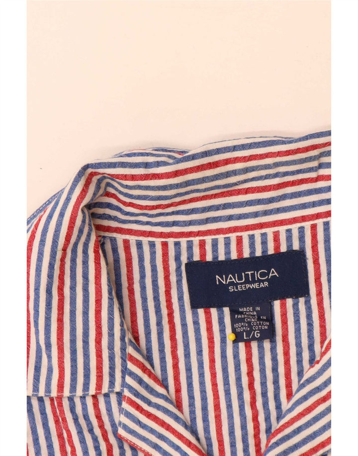 Camisa masculina de manga curta Nautica grande algodão listrado multicolorido