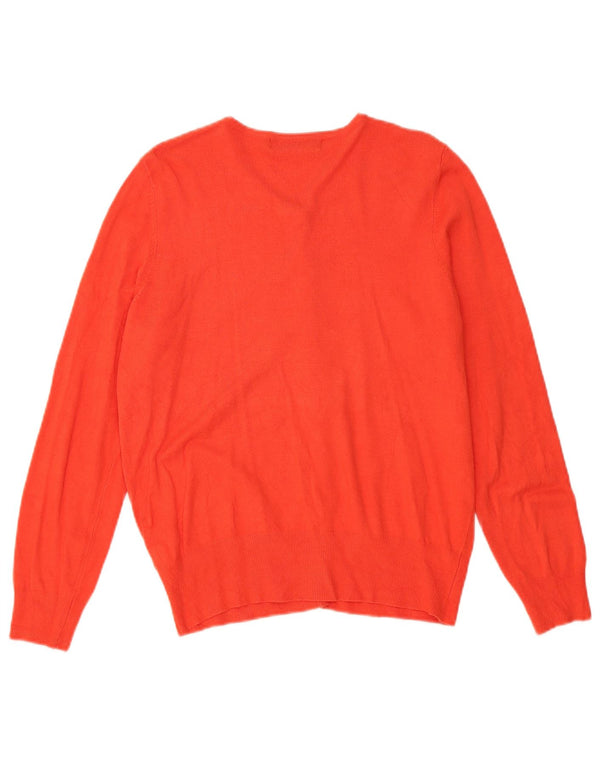 Suéter cardigã feminino Marks & Spencer UK 14 grande viscose laranja