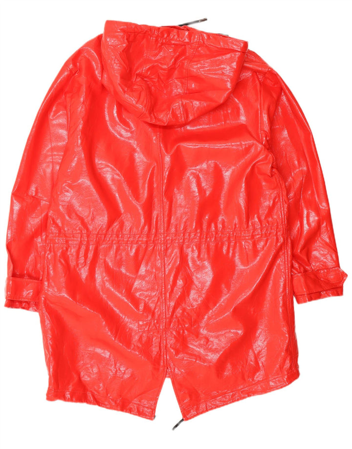 Zara Womens Hooded Rain Jacket UK 10 Pequeno Polietileno Vermelho