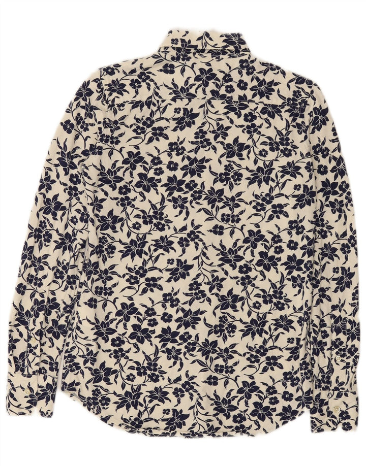 Ralph Lauren Camisa masculina pequena de algodão floral branco