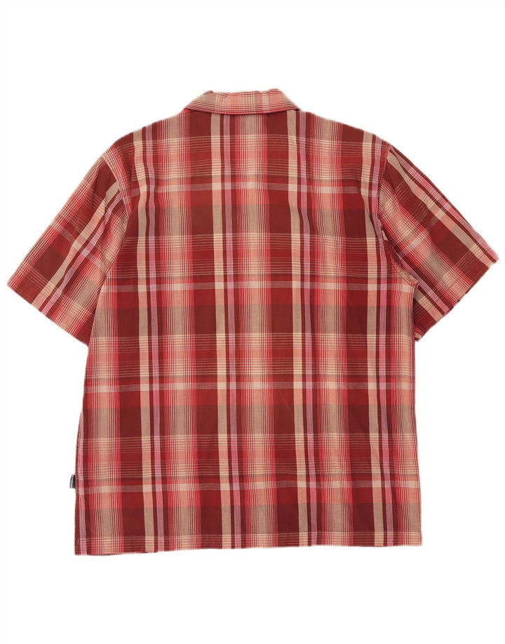 Camisa masculina de manga curta solta O'Neill XS de algodão xadrez vermelho