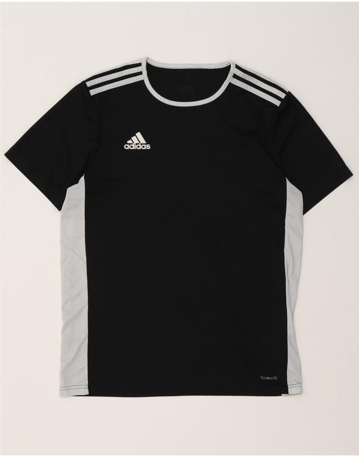 Adidas Masculino Climalite Camiseta Top Médio Preto Colorblock Poliéster