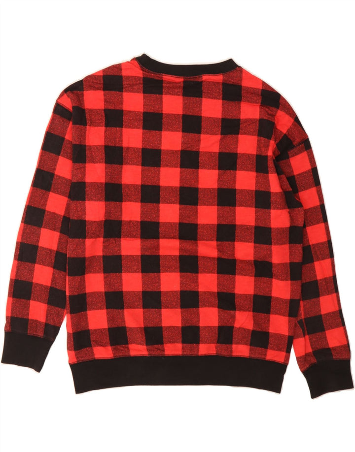 EDDIE BAUER Womens Oversized Sweatshirt Jumper UK 10 Small Red Check Vintage Eddie Bauer and Second-Hand Eddie Bauer from Messina Hembry 