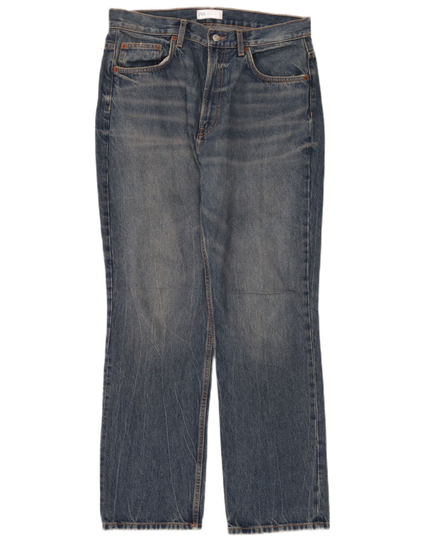 Calça jeans reta feminina Zara EU 44 XL W34 L32 Azul