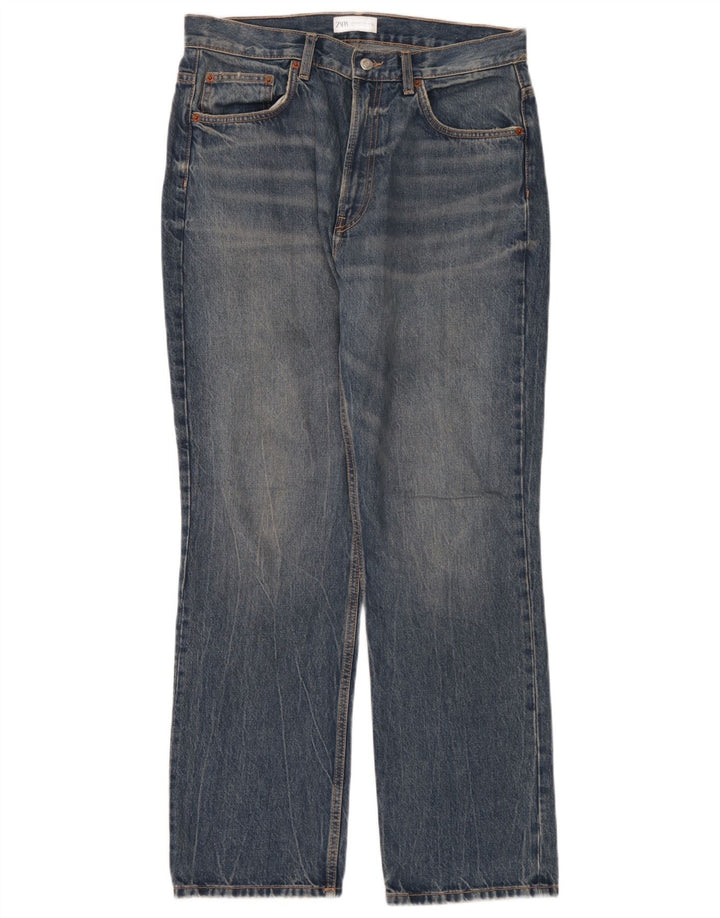 Calça jeans reta feminina Zara EU 44 XL W34 L32 Azul