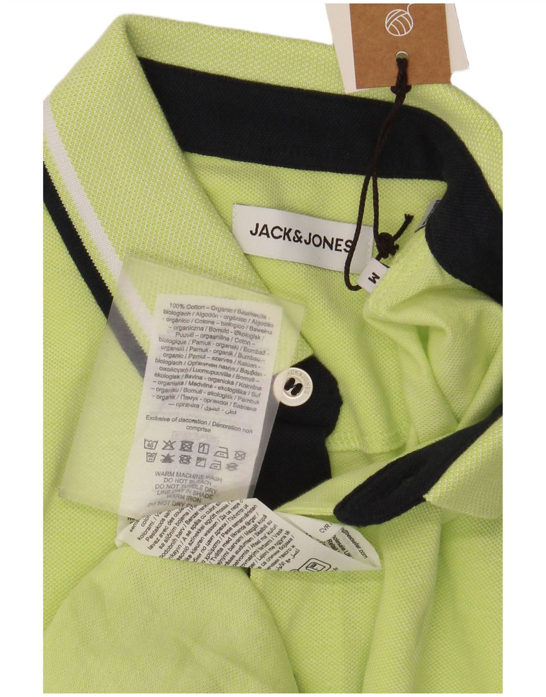 Camisa polo masculina Jack & Jones de algodão verde médio