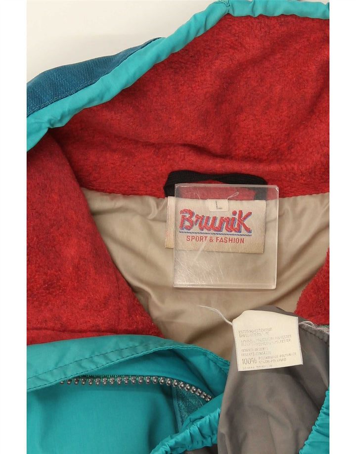 Jaqueta de lã masculina Anorak Brunik Reino Unido 40 grande poliéster azul Colourblock