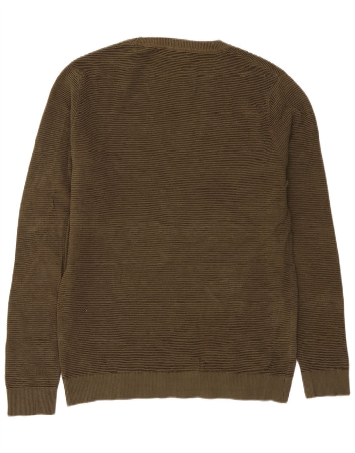 Suéter masculino Jack & Jones com gola redonda, algodão cáqui médio