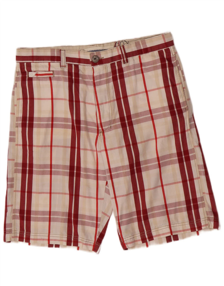 Murphy & Nye Mens Chino Shorts W34 Grande Algodão Xadrez Vermelho