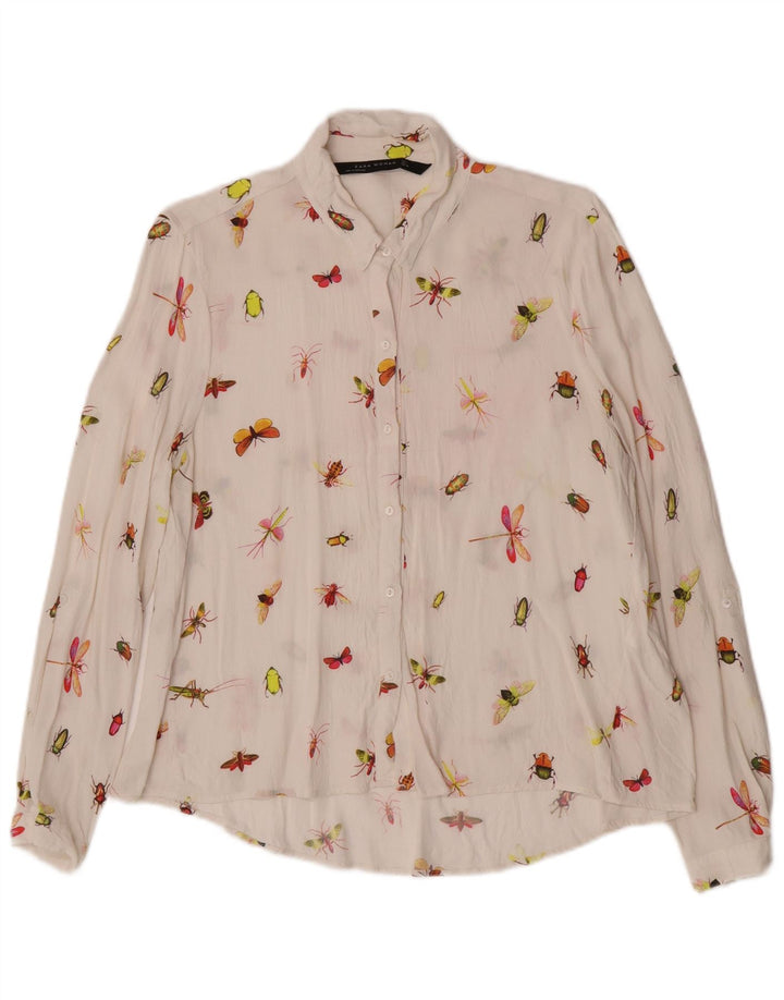 Blusa camisa feminina Zara UK 16 grande branca