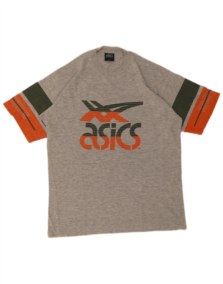 Camiseta gráfica masculina Asics Top cinza médio Colourblock