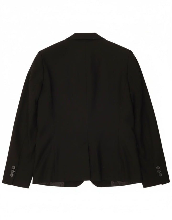 Jaqueta blazer feminina Zara com 1 botão EU 38 poliéster preto pequeno