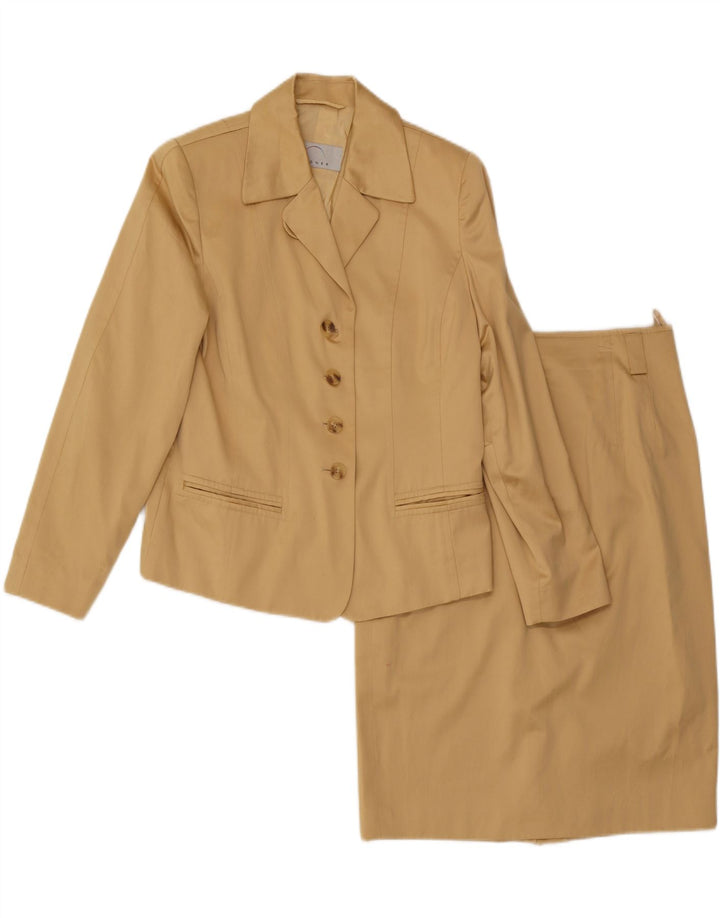 Conjunto de saia feminina BOGNER com 4 botões e 2 peças EUA 10 grande W29 algodão bege