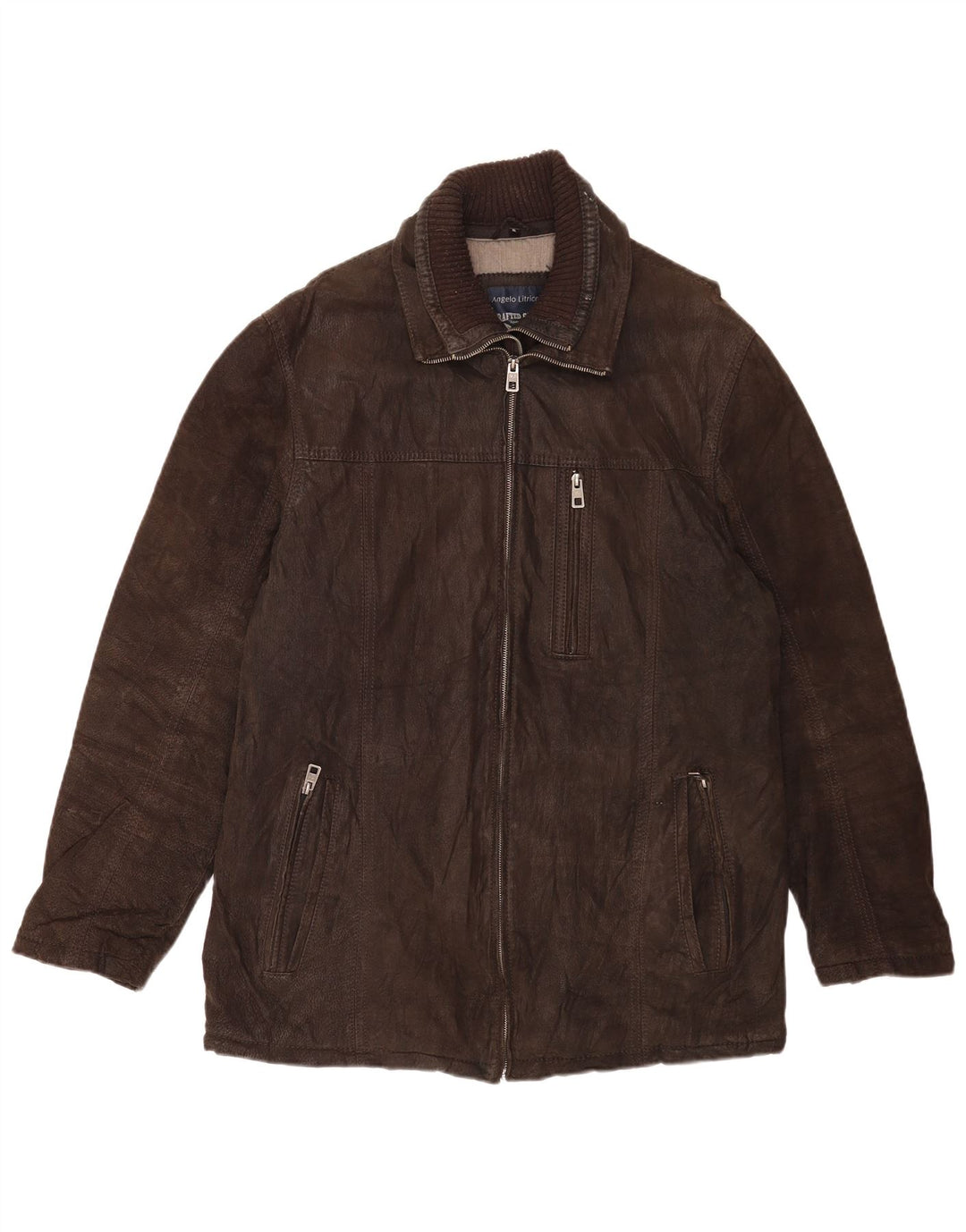 Casaco corta-vento masculino de couro Angelo Litrico Reino Unido 42 XL preto clássico