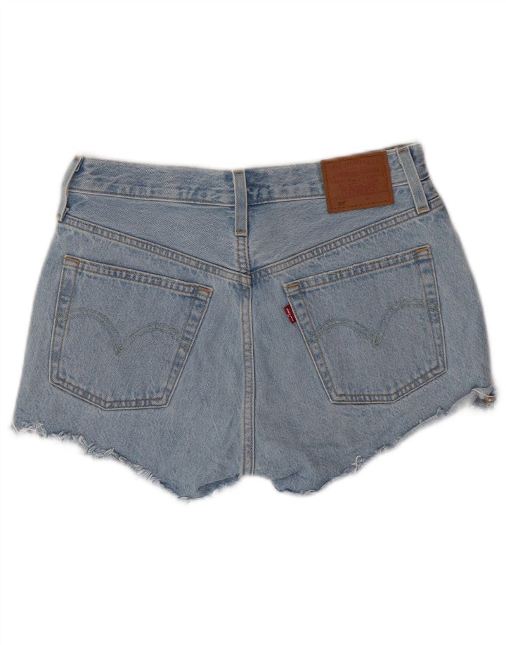 Shorts jeans feminino LEVI'S 501 de cintura alta W27 pequeno algodão azul