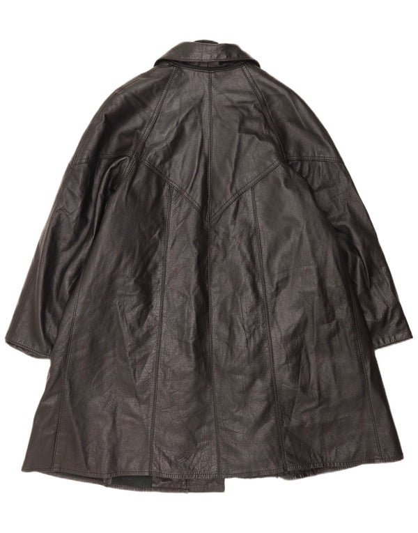 Casaco de couro feminino vintage UK 14 grande preto