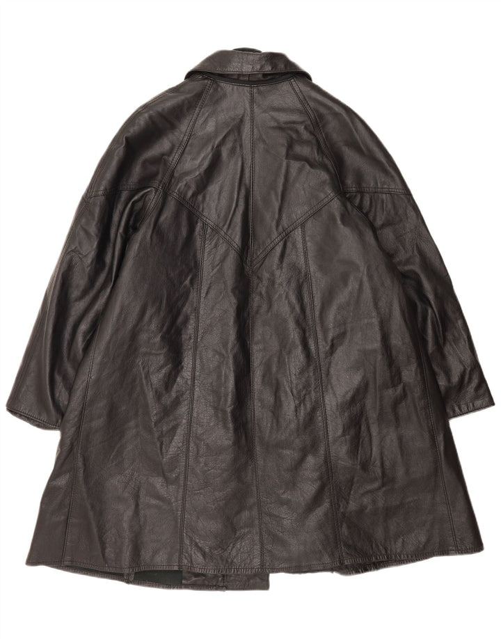 Casaco de couro feminino vintage UK 14 grande preto