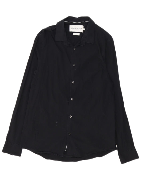 Camisa Calvin Klein Jeans Masculina Slim Fit Grande Algodão Preto
