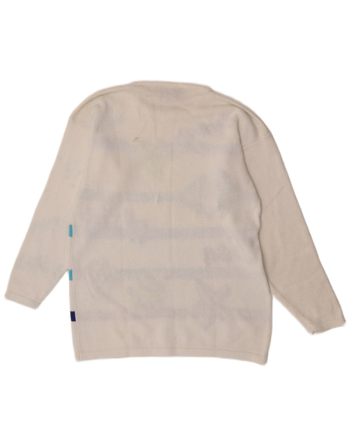 Suéter vintage masculino com gola redonda e gola redonda EU 40/42 listrado branco médio