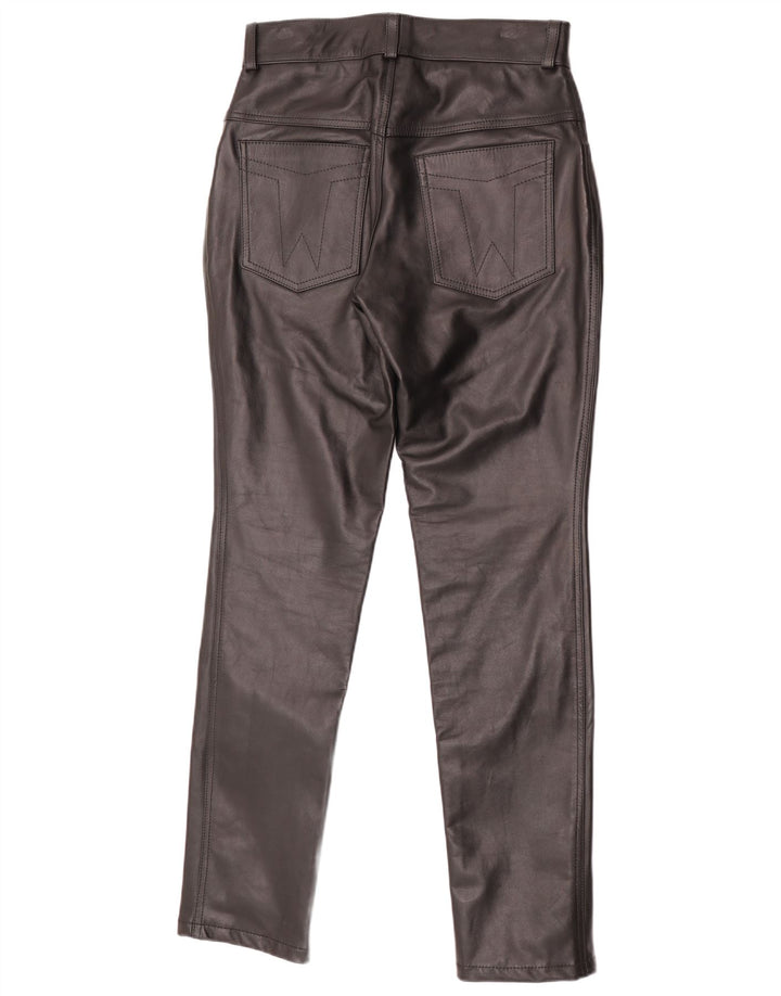 Calça feminina vintage de couro cônico W30 L32 preta