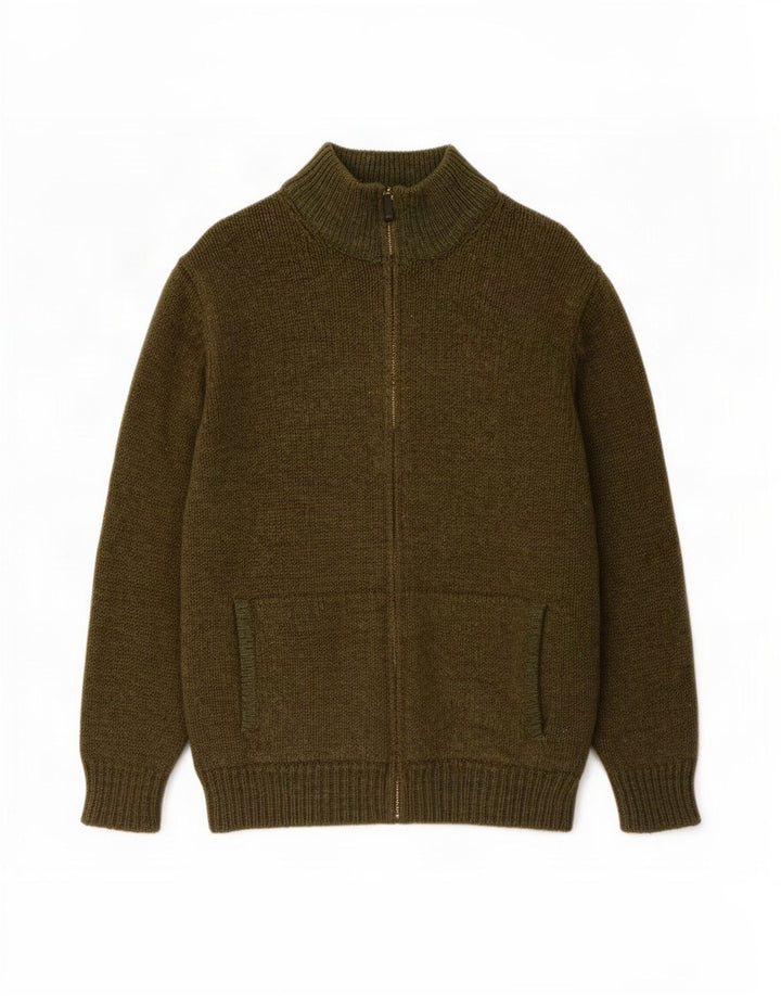 Suéter cardigã masculino LLBean grande lã de cordeiro verde