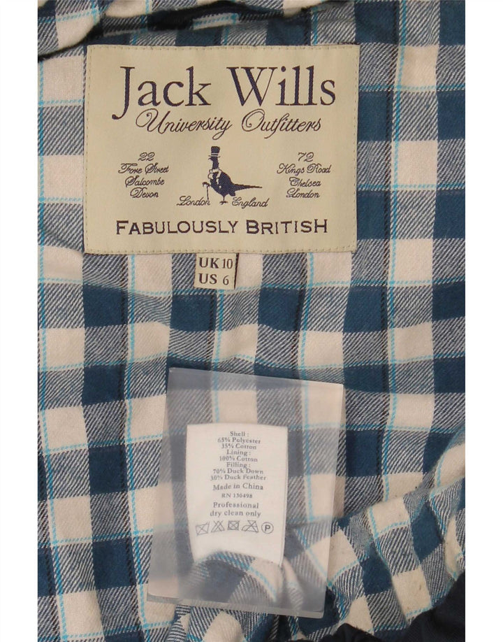 Colete acolchoado com capuz feminino Jack Wills UK 10 pequeno poliéster azul marinho