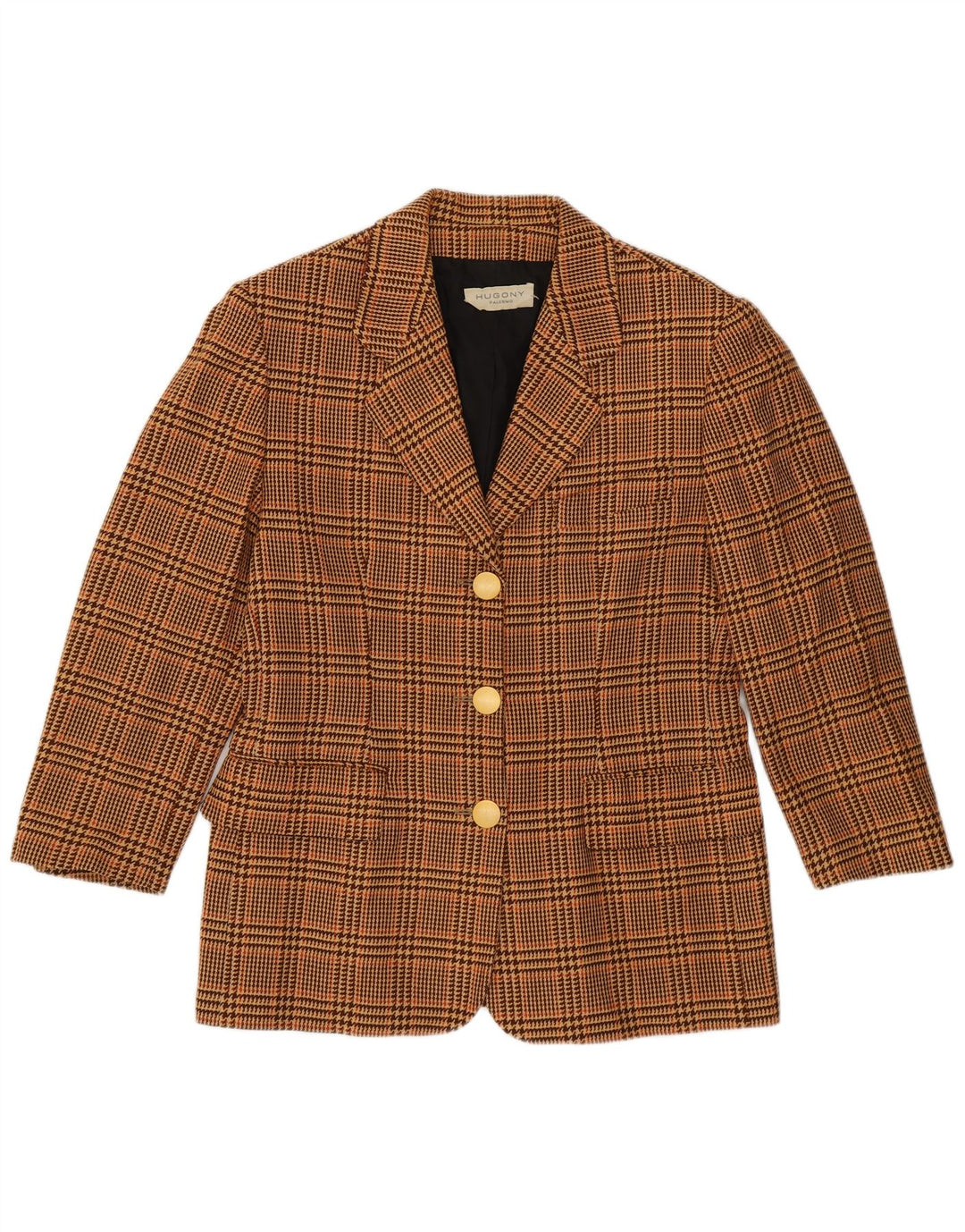 Jaqueta blazer feminina vintage manga 3/4 IT 44 médio marrom houndstooth