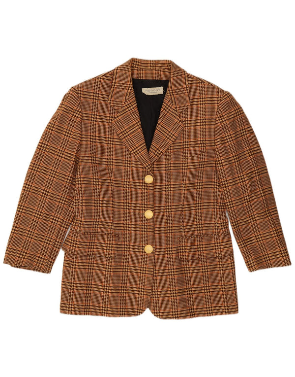 Jaqueta blazer feminina vintage manga 3/4 IT 44 médio marrom houndstooth