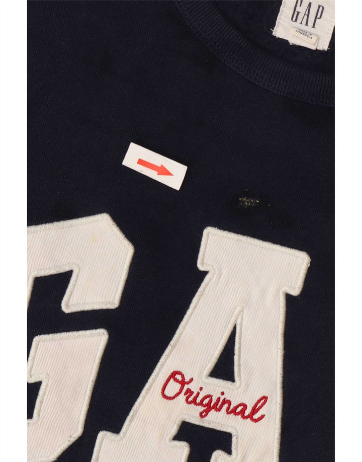 Gap moletom gráfico masculino jumper médio azul marinho algodão