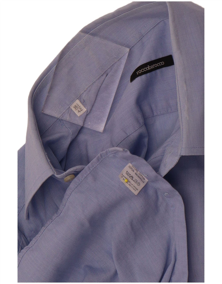 Camisa masculina Roccobarocco tamanho 42 16 1/2 grande algodão azul