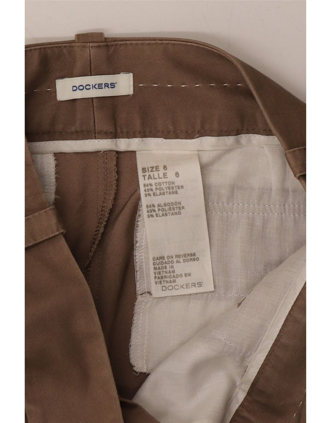 DOCKERS Womens Straight Capri Trousers US 6 Medium W30 L21 Brown Cotton Vintage Dockers and Second-Hand Dockers from Messina Hembry 