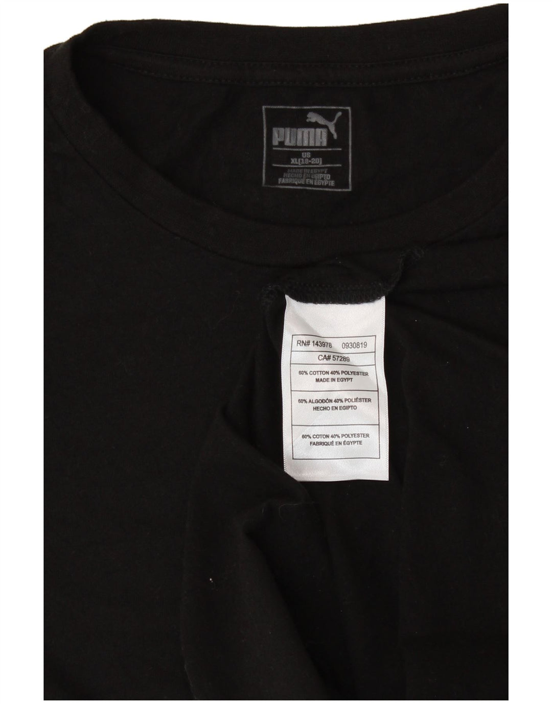 Top gráfico feminino PUMA manga comprida 15-16 anos XL preto algodão