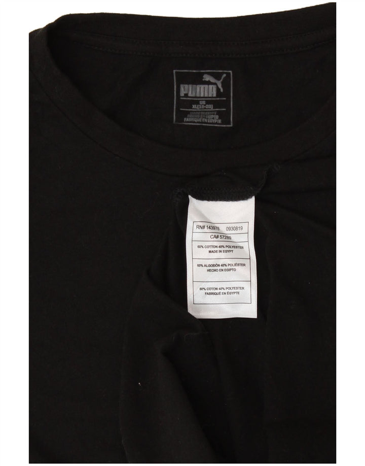 Top gráfico feminino PUMA manga comprida 15-16 anos XL preto algodão