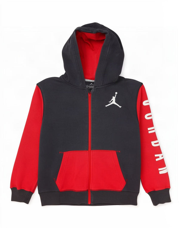 Suéter Jordan Boys Graphic Zip com capuz 12-13 anos grande bloco colorido cinza