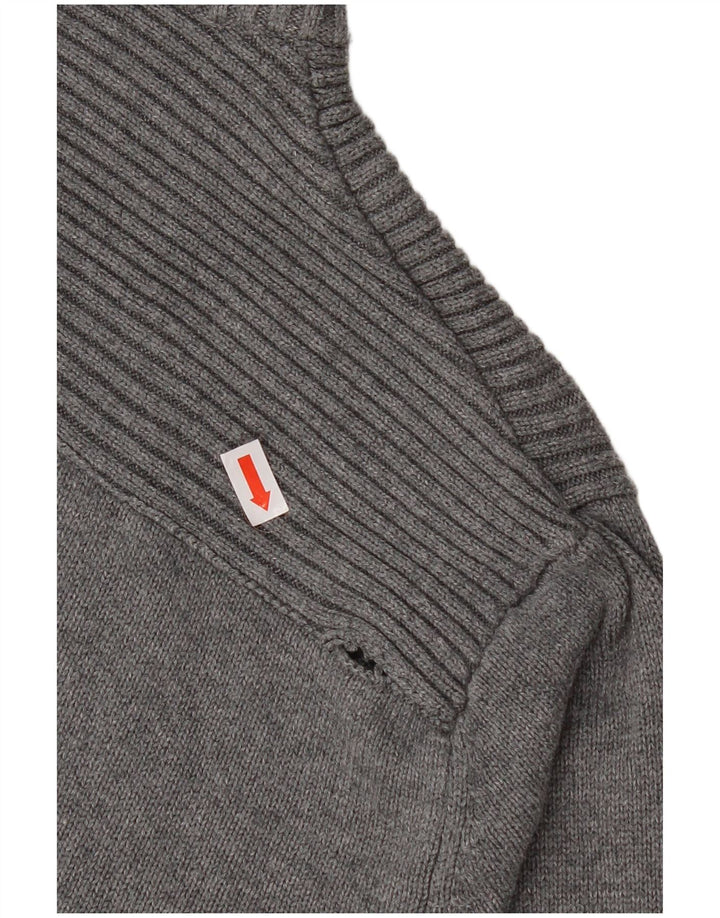 Suéter cardigã masculino JACK & JONES algodão cinza médio