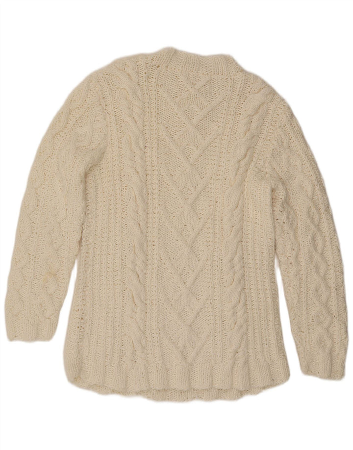 Suéter feminino VINTAGE com gola tartaruga Reino Unido 16 grande off white